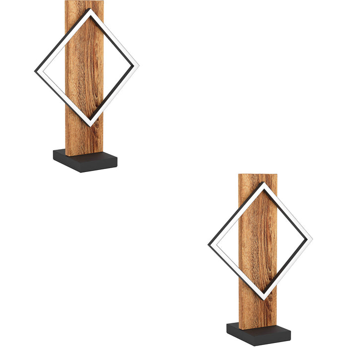 2 PACK Stylish Modern Black and Brown Rustic LED Table Lamp for Indoor Home Decor