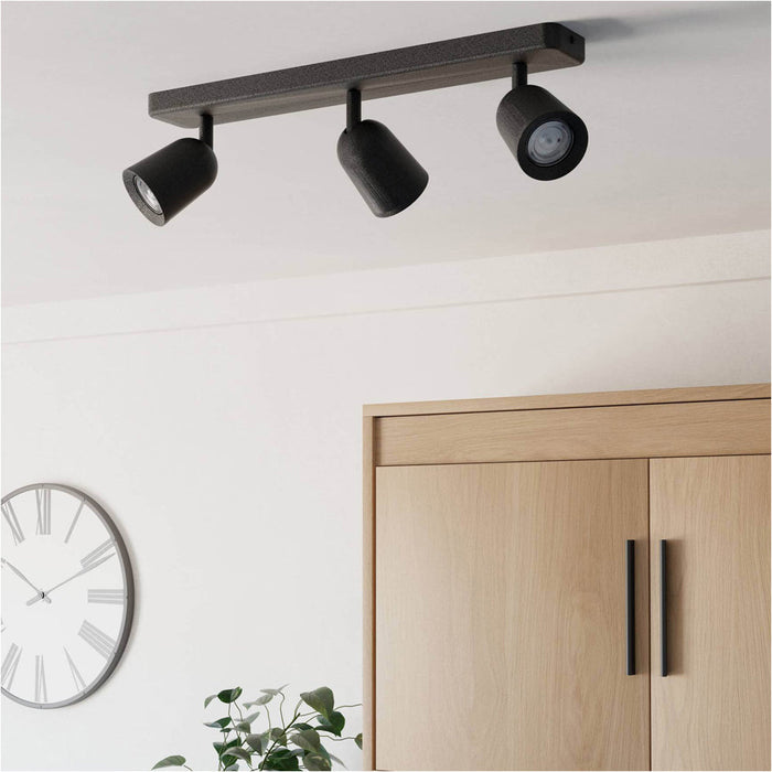 Sleek Black Triple LED Ceiling Spotlight for Indoor Use – Modern Home Lighting Solution