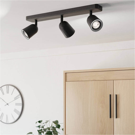 Sleek Black Triple LED Ceiling Spotlight for Indoor Use – Modern Home Lighting Solution