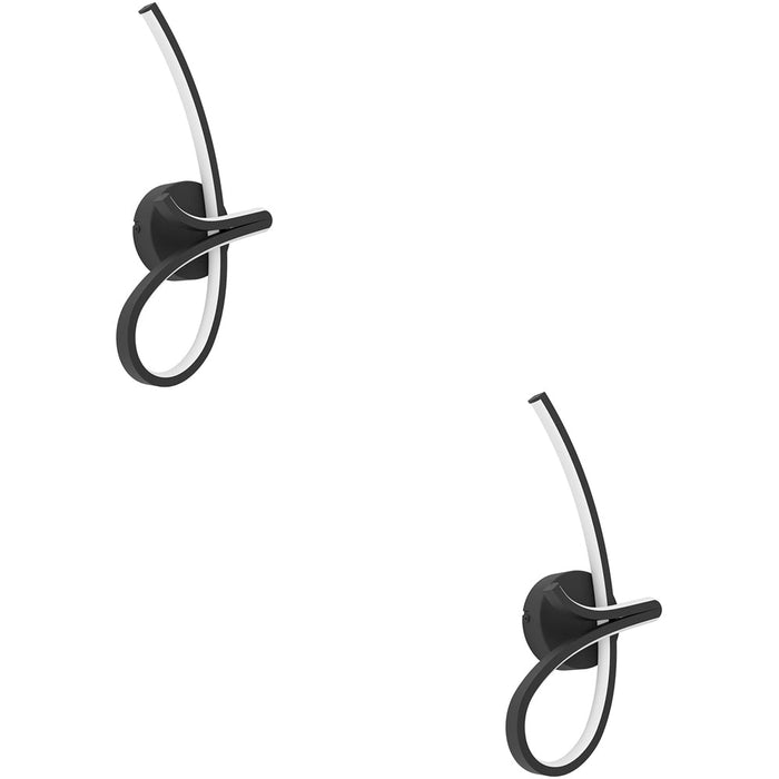 2 PACK Sleek Modern Design Black LED Wall Light for Stylish Indoor Home Lighting