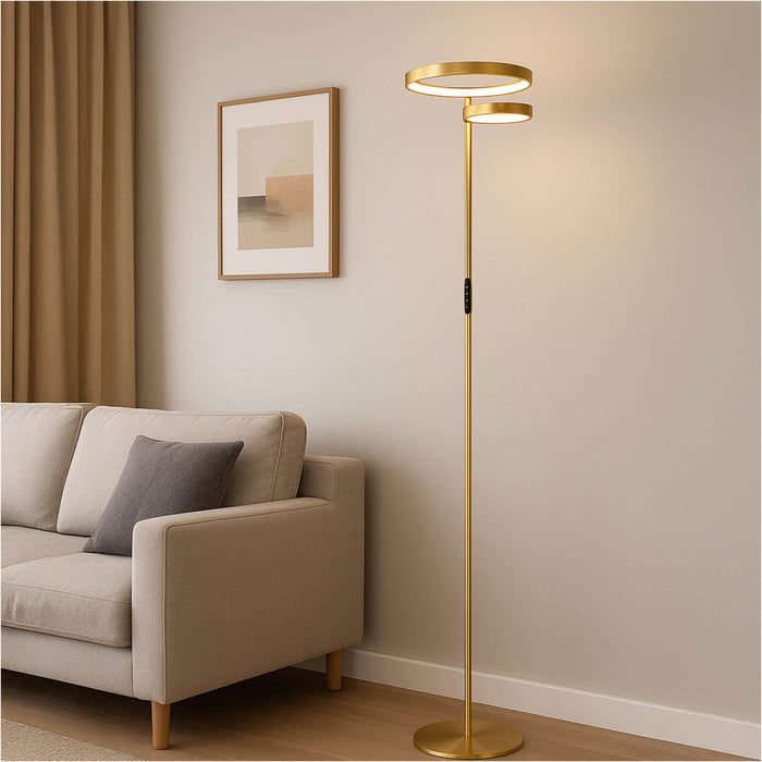 Stylish Modern Brushed Brass LED Floor Lamp for Indoor Lighting