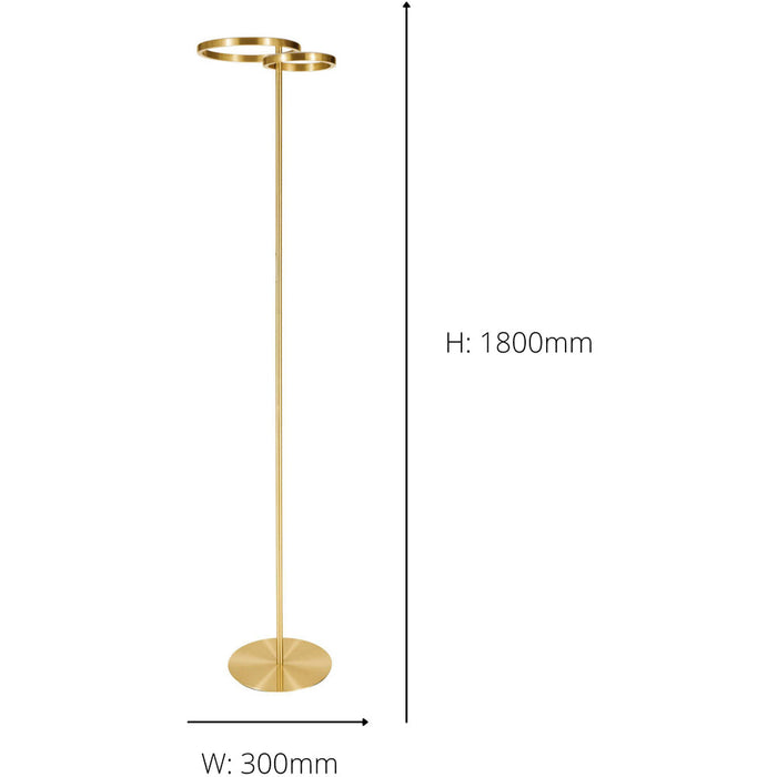 2 PACK Stylish Modern Brushed Brass LED Floor Lamp for Indoor Lighting