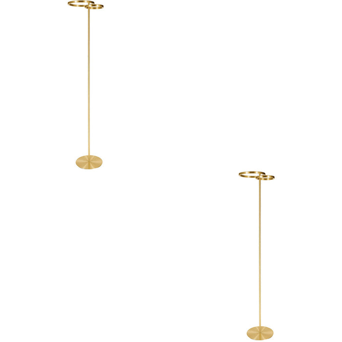 2 PACK Stylish Modern Brushed Brass LED Floor Lamp for Indoor Lighting