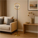 Sleek Modern Brushed Brass and Black LED Floor Lamp for Stylish Indoor Illumination