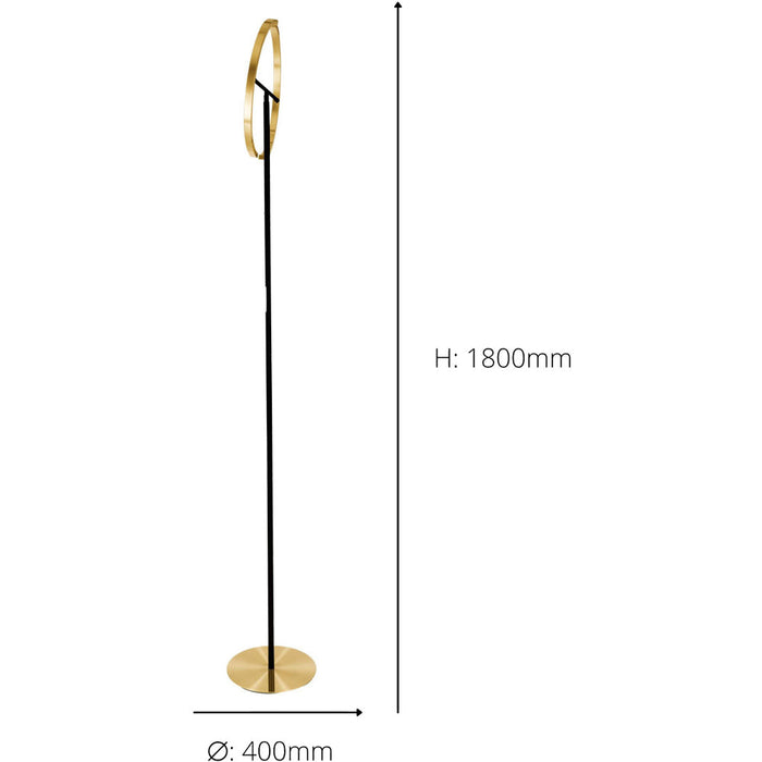 2 PACK Sleek Modern Brushed Brass and Black LED Floor Lamp for Stylish Indoor Illumination