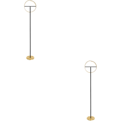 2 PACK Sleek Modern Brushed Brass and Black LED Floor Lamp for Stylish Indoor Illumination