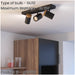 Stylish Black and Brown Triple LED Bathroom Ceiling Spotlight for Modern Homes
