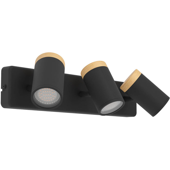 Stylish Black and Brown Triple LED Bathroom Ceiling Spotlight for Modern Homes