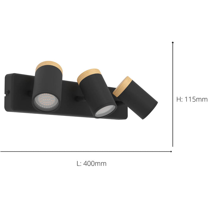 Stylish Black and Brown Triple LED Bathroom Ceiling Spotlight for Modern Homes