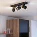 Stylish Black and Brown Triple LED Bathroom Ceiling Spotlight for Modern Homes