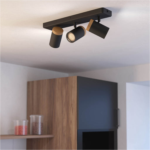 Stylish Black and Brown Triple LED Bathroom Ceiling Spotlight for Modern Homes