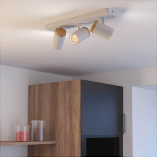 Modern Triple Ceiling Spotlight in White and Brown LED Bathroom Lighting