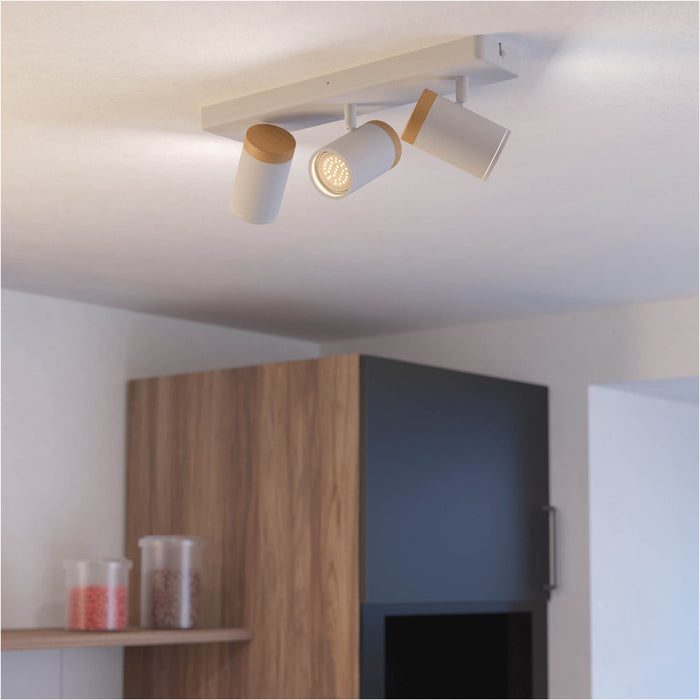 Modern Triple Ceiling Spotlight in White and Brown LED Bathroom Lighting