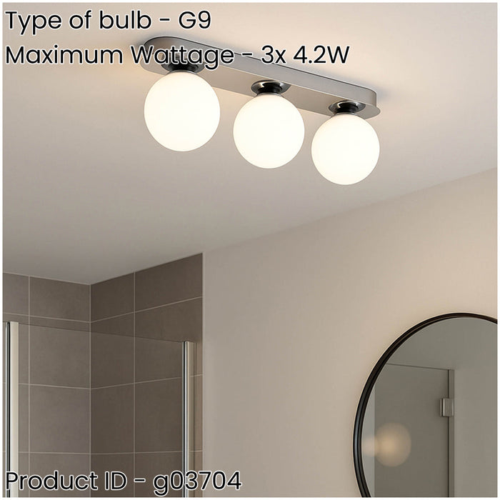 Stylish Modern Chrome Triple Ceiling Light with LED for Indoor Spaces