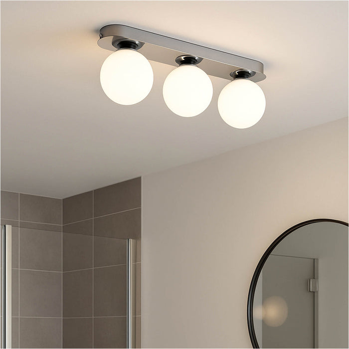 Stylish Modern Chrome Triple Ceiling Light with LED for Indoor Spaces