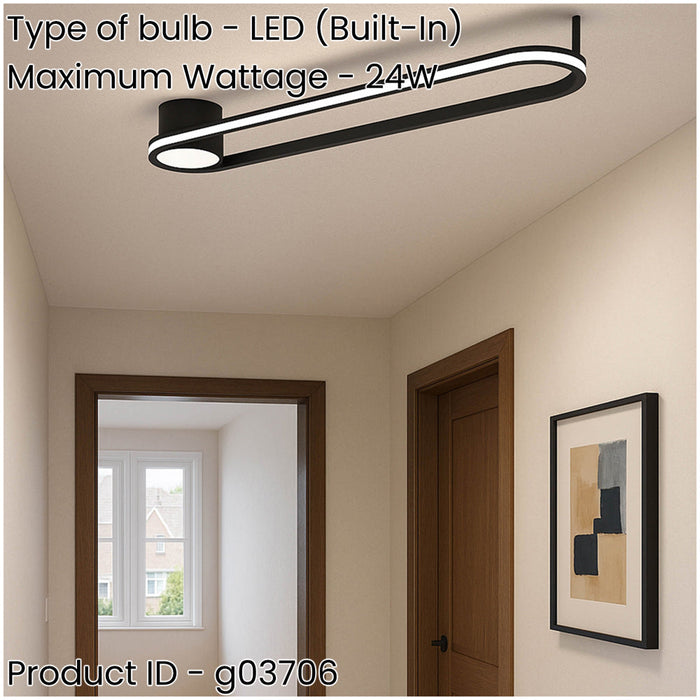Sleek Black LED Ceiling Light Modern Semi Flush Fixture for Indoor Spaces