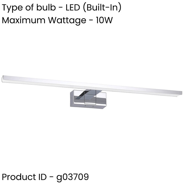 Sleek 60cm LED Chrome Mirror Wall Light for Modern Bathroom Decor