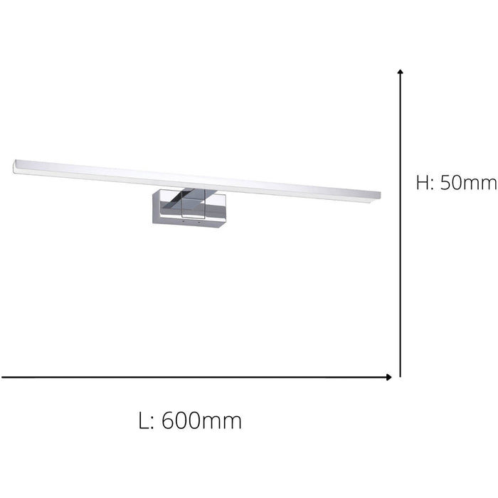 Sleek 60cm LED Chrome Mirror Wall Light for Modern Bathroom Decor