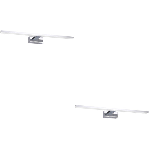 2 PACK Sleek 60cm LED Chrome Mirror Wall Light for Modern Bathroom Decor