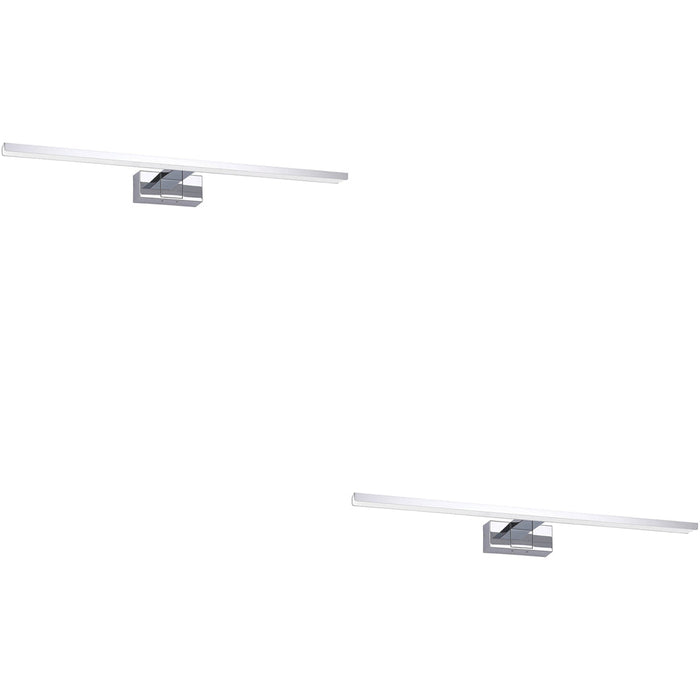 2 PACK Sleek 60cm LED Chrome Mirror Wall Light for Modern Bathroom Decor