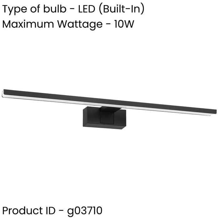 2 PACK Sleek 45cm LED Black Mirror Wall Light for Modern Bathroom Decor