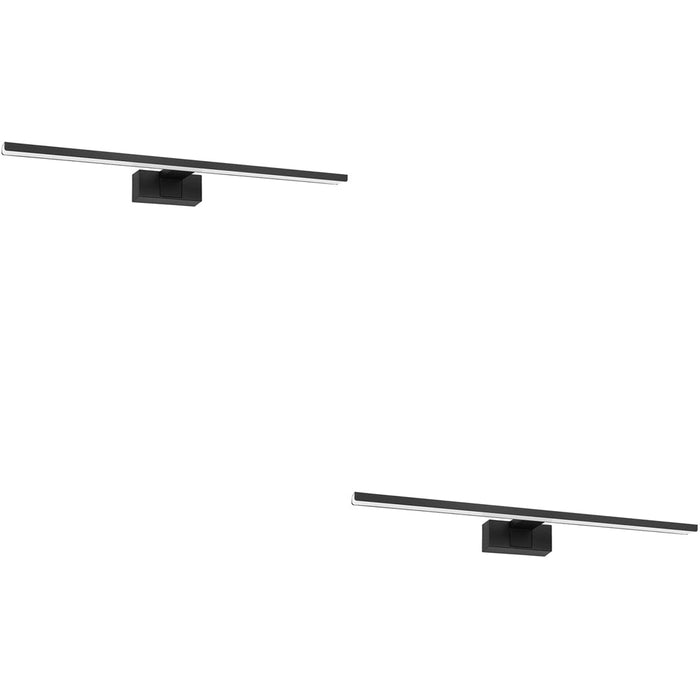 2 PACK Sleek 45cm LED Black Mirror Wall Light for Modern Bathroom Decor