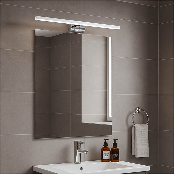 2 PACK Sleek Modern Chrome Mirror Wall Light 60cm LED Fixture for Stylish Bathrooms
