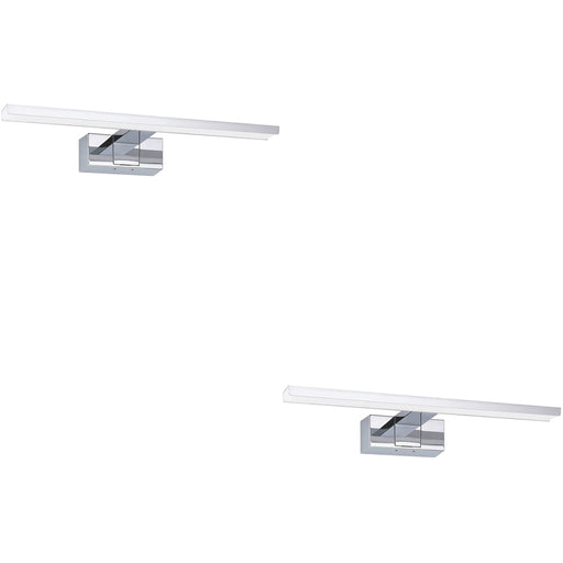 2 PACK Sleek Modern Chrome Mirror Wall Light 60cm LED Fixture for Stylish Bathrooms
