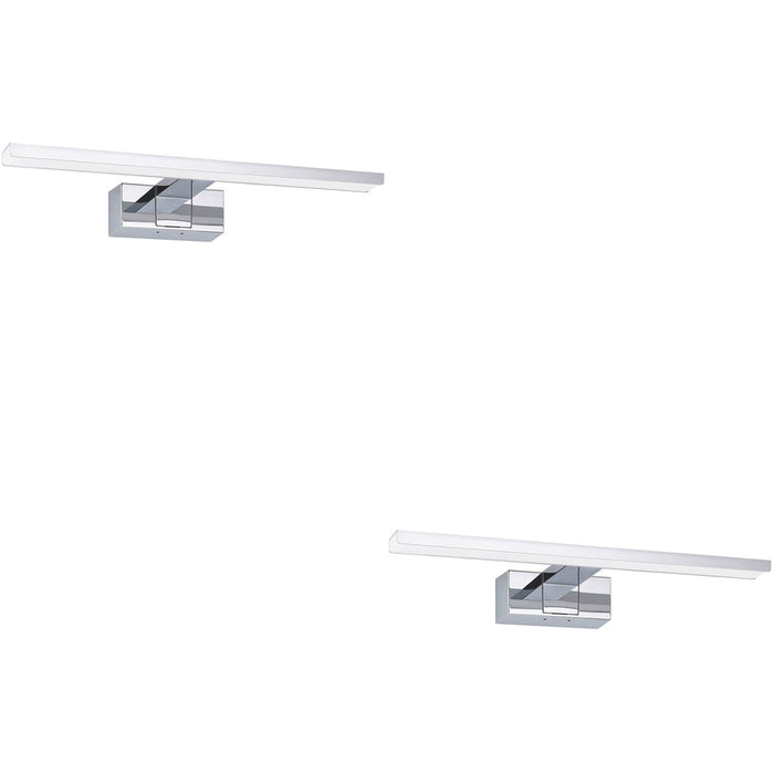 2 PACK Sleek Modern Chrome Mirror Wall Light 60cm LED Fixture for Stylish Bathrooms