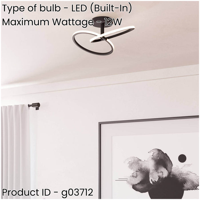 Sleek Black LED Ceiling Light for Modern Indoor Spaces Semi Flush Design 4