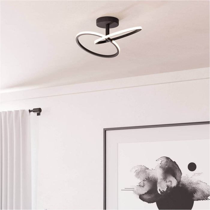 Sleek Black LED Ceiling Light for Modern Indoor Spaces Semi Flush Design 4