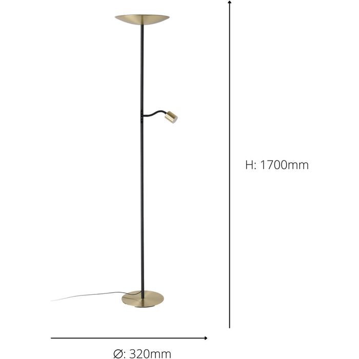 2 PACK Stylish Modern Brushed Brass and Black LED Floor Lamp for Indoor Spaces