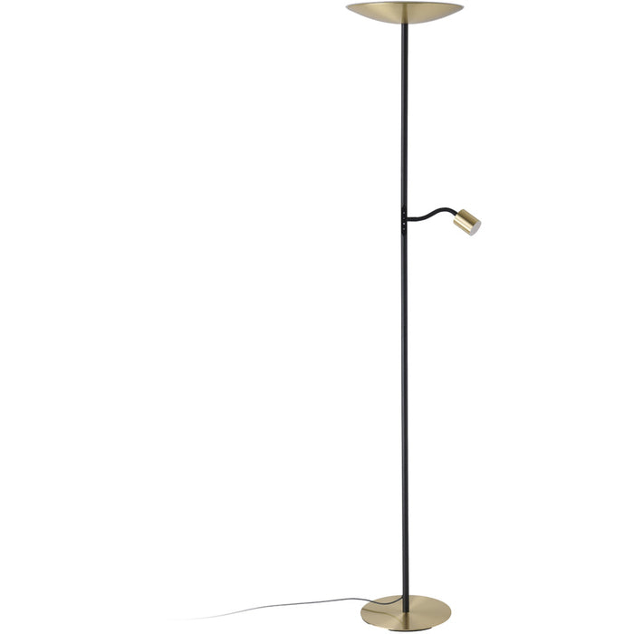 Stylish Modern Brushed Brass and Black LED Floor Lamp for Indoor Spaces
