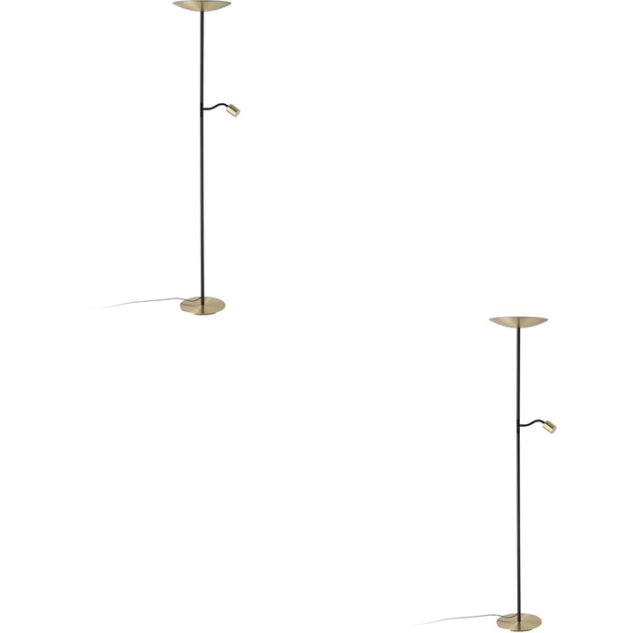 2 PACK Stylish Modern Brushed Brass and Black LED Floor Lamp for Indoor Spaces