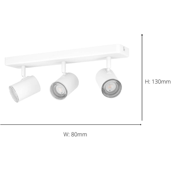 Modern White Triple Bar Ceiling Spotlight for Stylish Bathroom Illumination GU10 Design