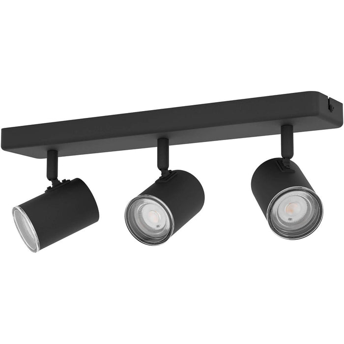 Modern Black Triple Bar Bathroom Ceiling Spotlight with GU10 Fittings for Stylish Indoor Lighting