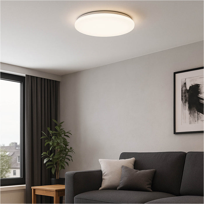 Sleek Modern White LED Ceiling Light Fixture for Indoor Bathroom Spaces