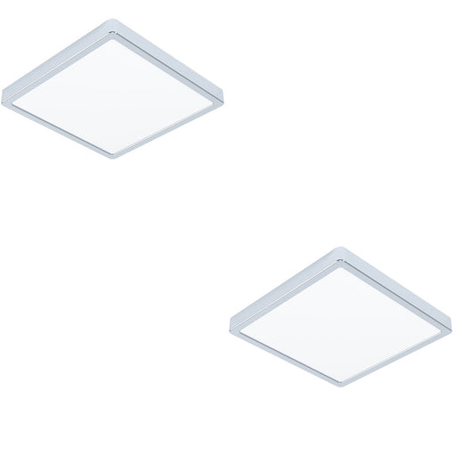2 PACK Stylish 29cm Modern Chrome Square LED Ceiling Light for Indoor Spaces