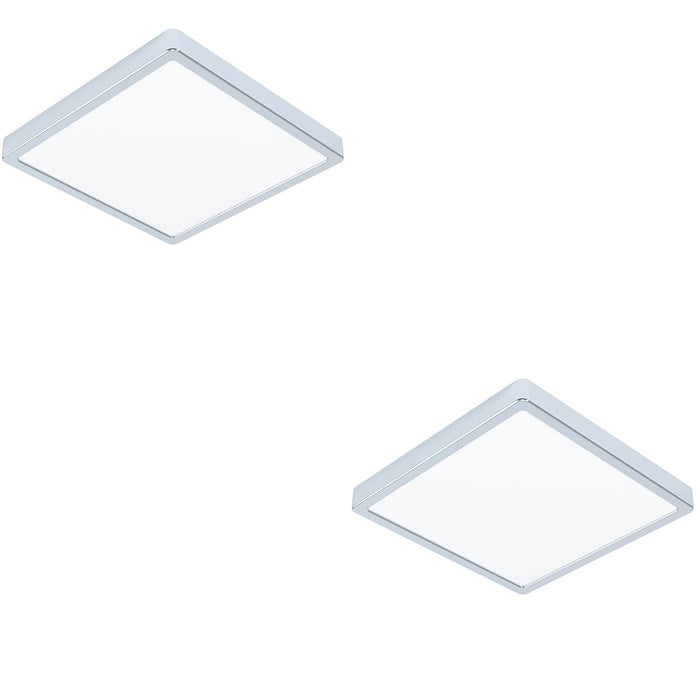 2 PACK Stylish 29cm Modern Chrome Square LED Ceiling Light for Indoor Spaces
