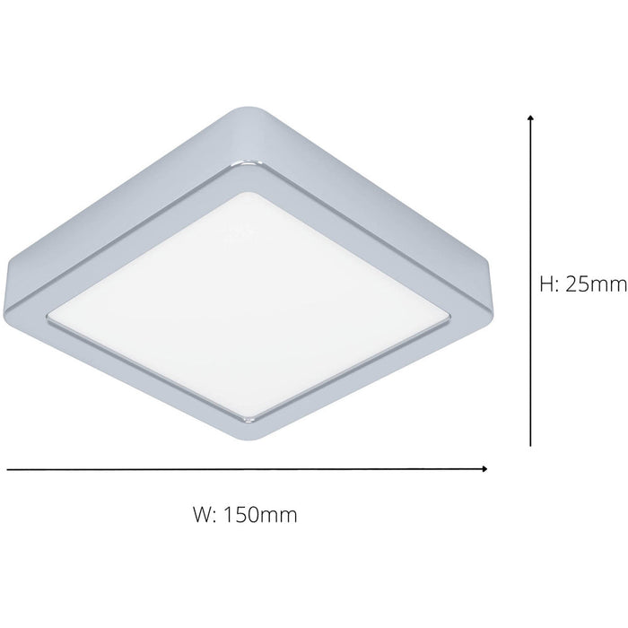 Sleek 15cm Modern Chrome Square Ceiling Light LED Home Lighting Solution