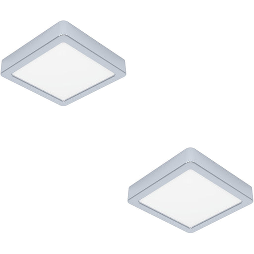 2 PACK Sleek 15cm Modern Chrome Square Ceiling Light LED Home Lighting Solution
