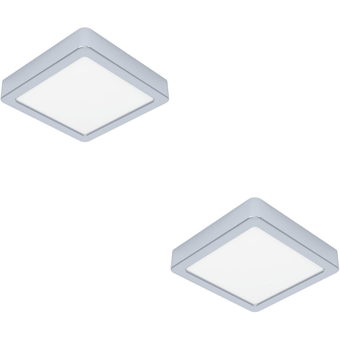 2 PACK Sleek 15cm Modern Chrome Square Ceiling Light LED Home Lighting Solution
