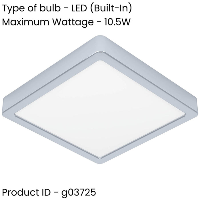 2 PACK Stylish 22cm Chrome Square LED Ceiling Light for Modern Indoor Spaces