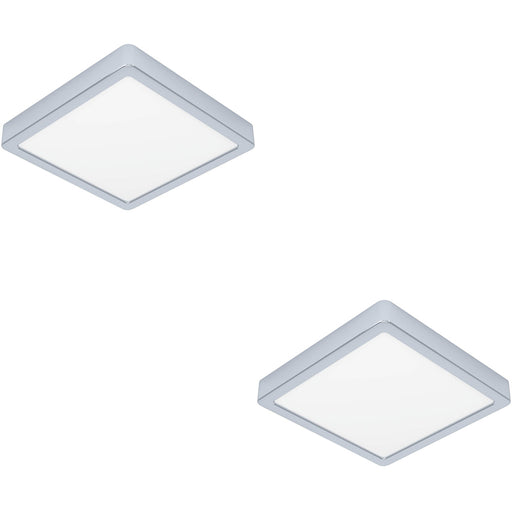 2 PACK Stylish 22cm Chrome Square LED Ceiling Light for Modern Indoor Spaces