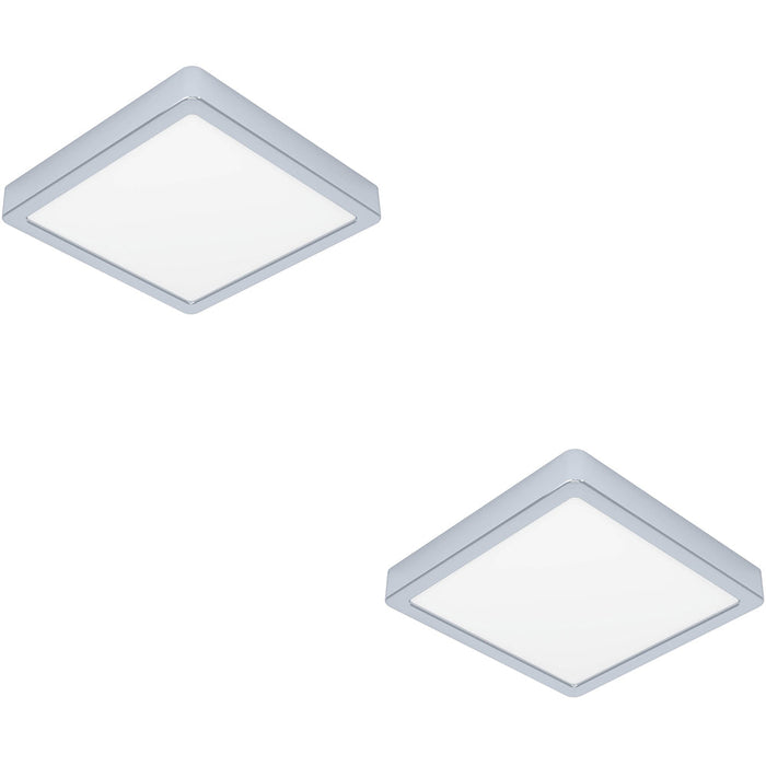 2 PACK Stylish 22cm Chrome Square LED Ceiling Light for Modern Indoor Spaces
