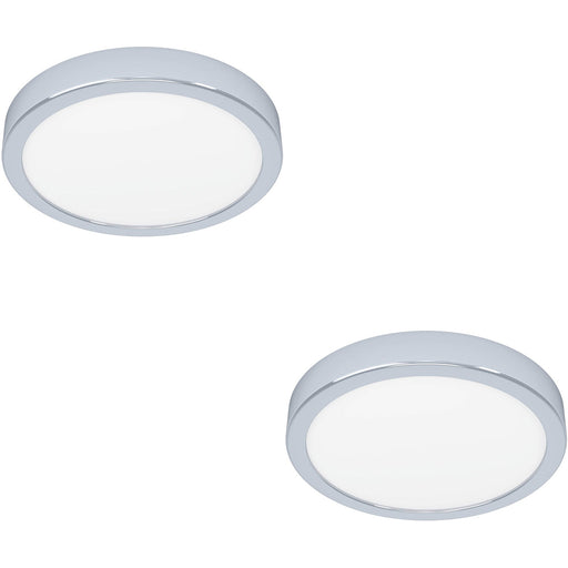 2 PACK Stylish Modern Design Chrome Round Ceiling Light 21cm with LED for Indoor Spaces