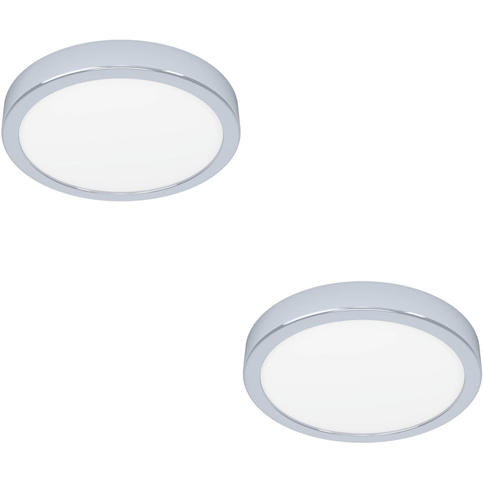 2 PACK Stylish Modern Design Chrome Round Ceiling Light 21cm with LED for Indoor Spaces