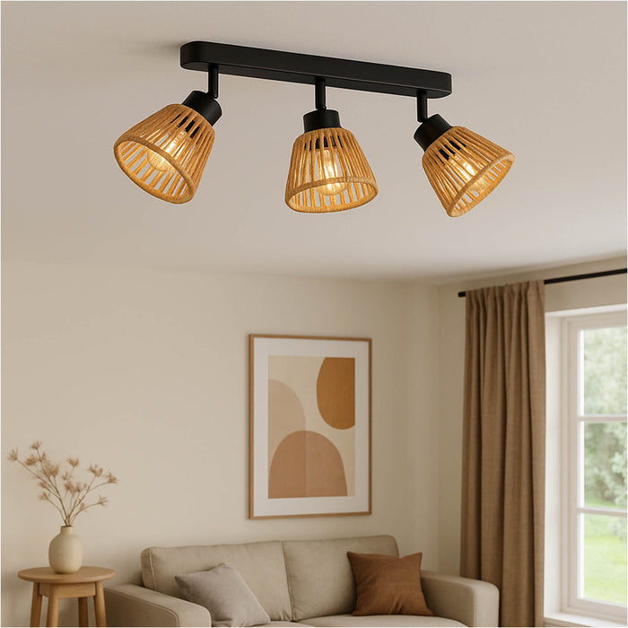 Sleek Black Triple Ceiling Light Fixture for Contemporary Indoor Spaces