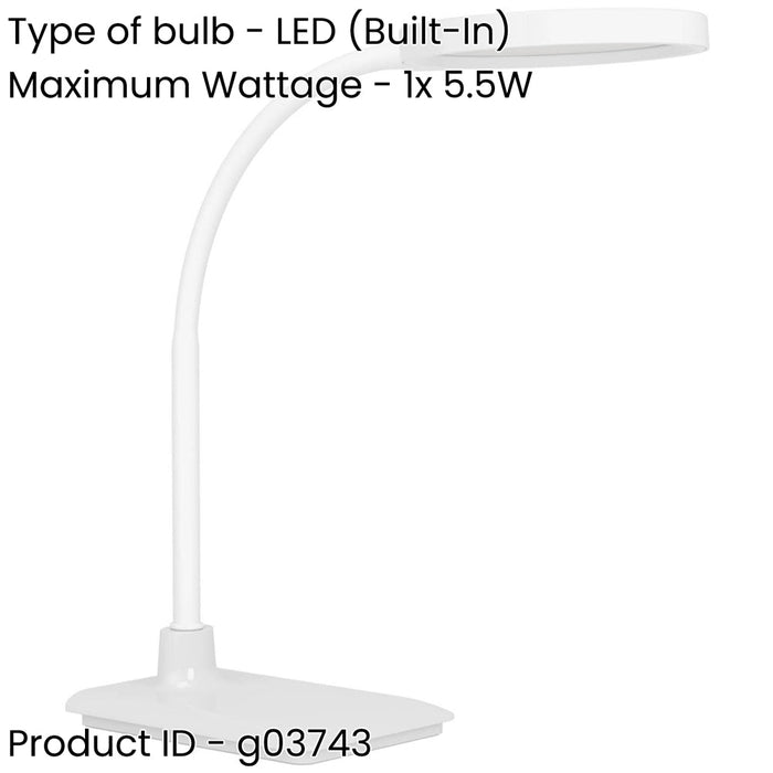 Stylish Modern White LED Table Lamp for Home Decor and Illumination