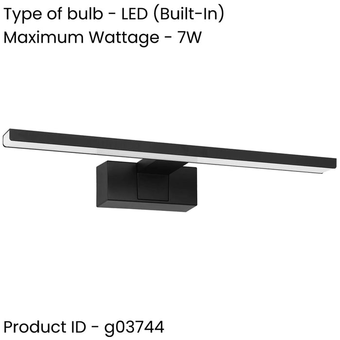 2 PACK Sleek 60cm LED Bathroom Wall Light with Modern Black Mirror Design